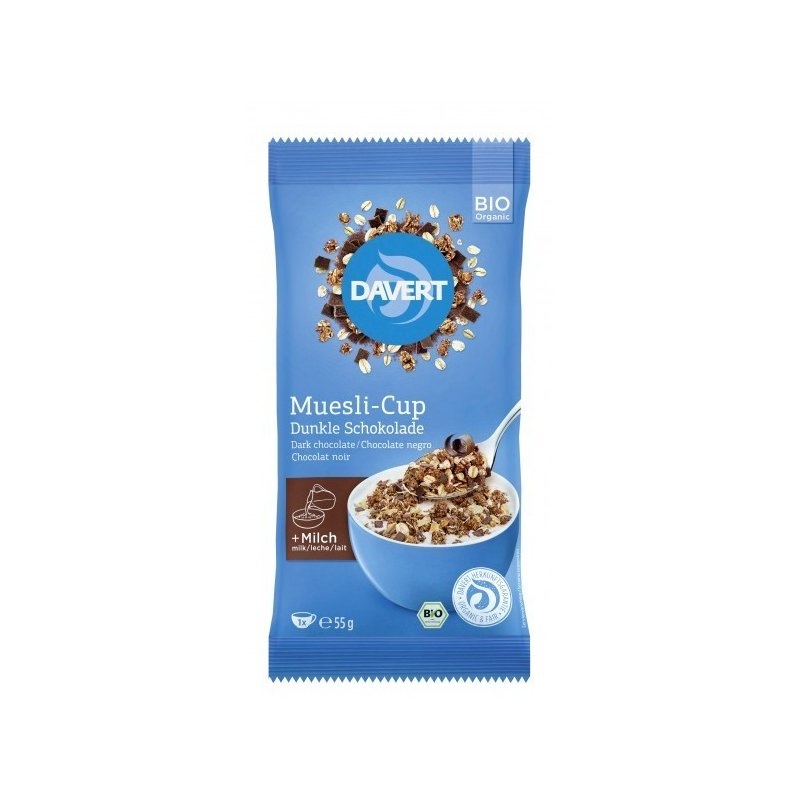 Musli-Cup ciocolata neagra bio 55g DAVERT