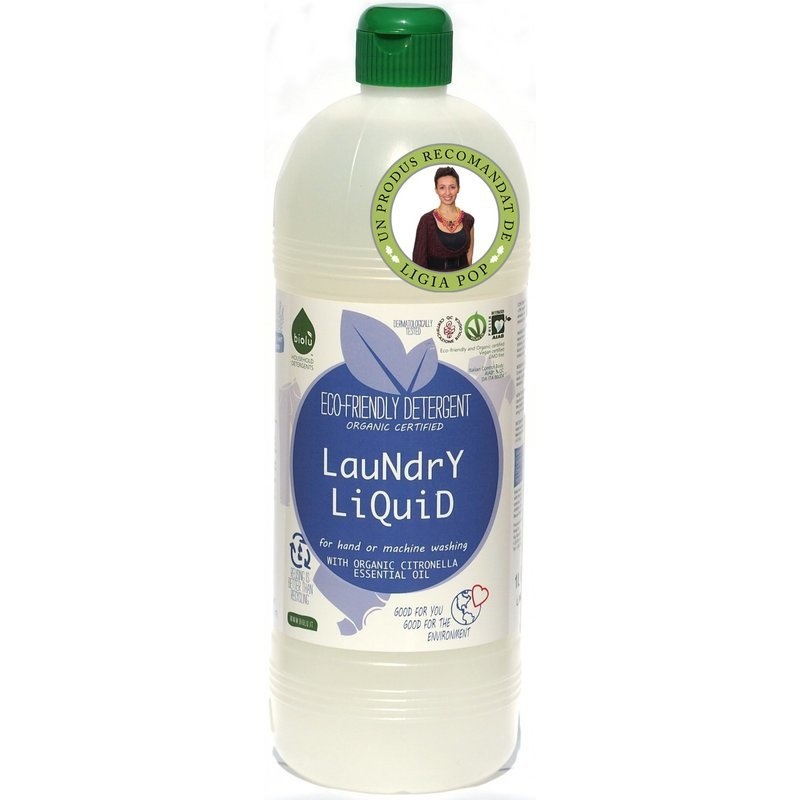 Detergent ecologic lichid pentru rufe albe si colorate lamaie 1L Biolu