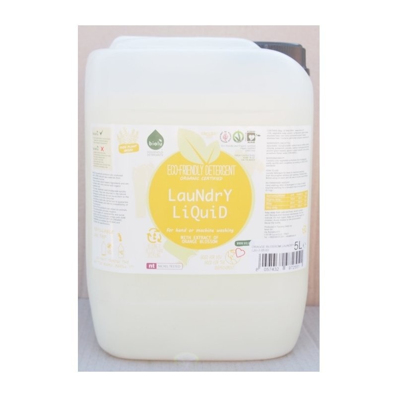 Detergent ecologic lichid pentru rufe albe si colorate portocale 5L Biolu