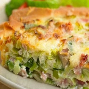 Quiche cu sunca, dovlecei si praz