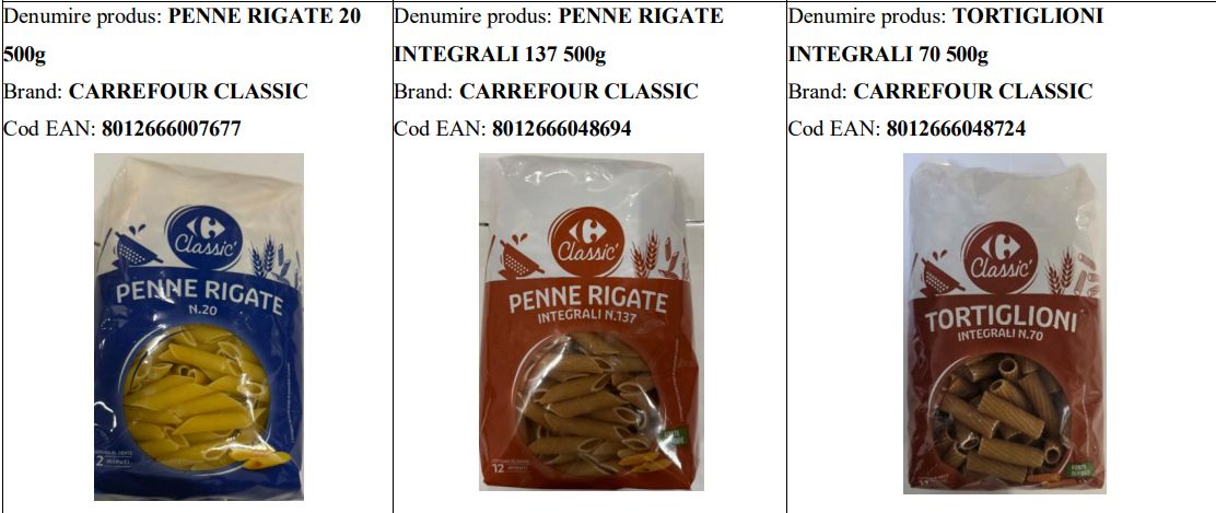 Ce tip de paste au fost retrase? Sursa foto Carrefour 