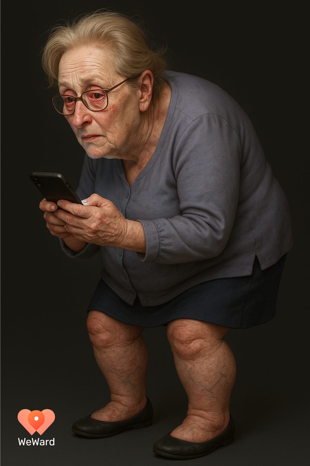 Rezultatul este șocant: ochi adânciți, ten palid, picioare umflate, chelie parțială și „tech neck”. sursa foto WeWard