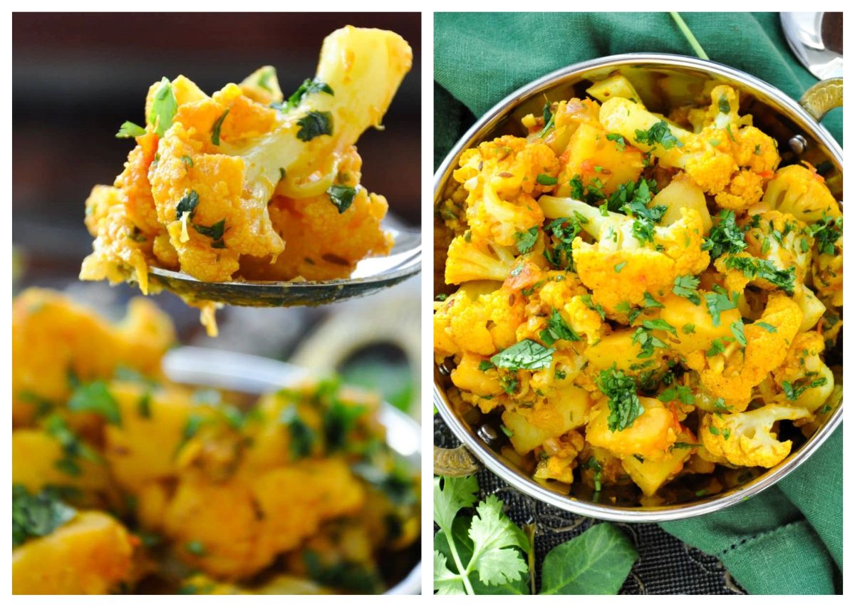 Aloo Gobi, o rețetă tradițională indiană. Se prepară cu cartofi și conopidă