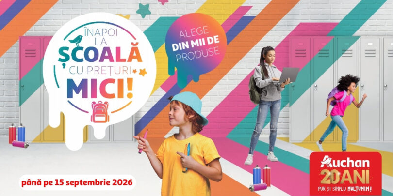 Back to School la Auchan: peste 2.000 de articole pentru școală la prețuri mici, colecții în tendințe și o campanie de reciclare cu reduceri la rechizite 